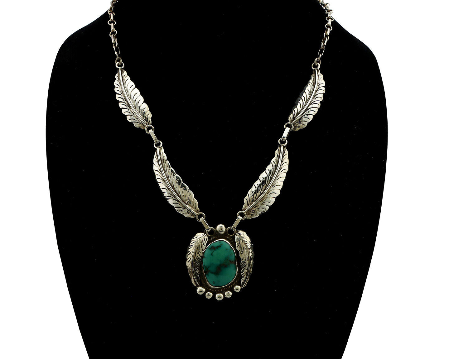 Navajo Necklace 925 Silver Blue Turquoise Artist Signed C Montoya C.80's