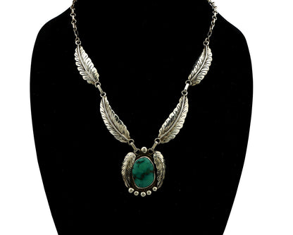 Navajo Necklace 925 Silver Blue Turquoise Artist Signed C Montoya C.80's