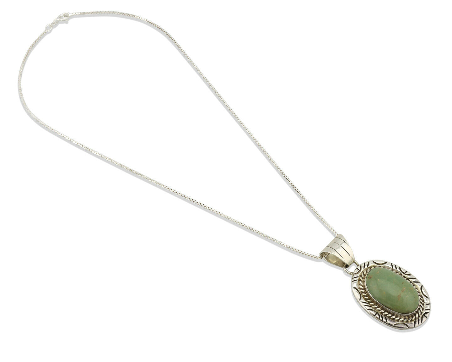 Navajo Pendant .925 Silver Manassas Turquoise Artist Signed JP C.80's