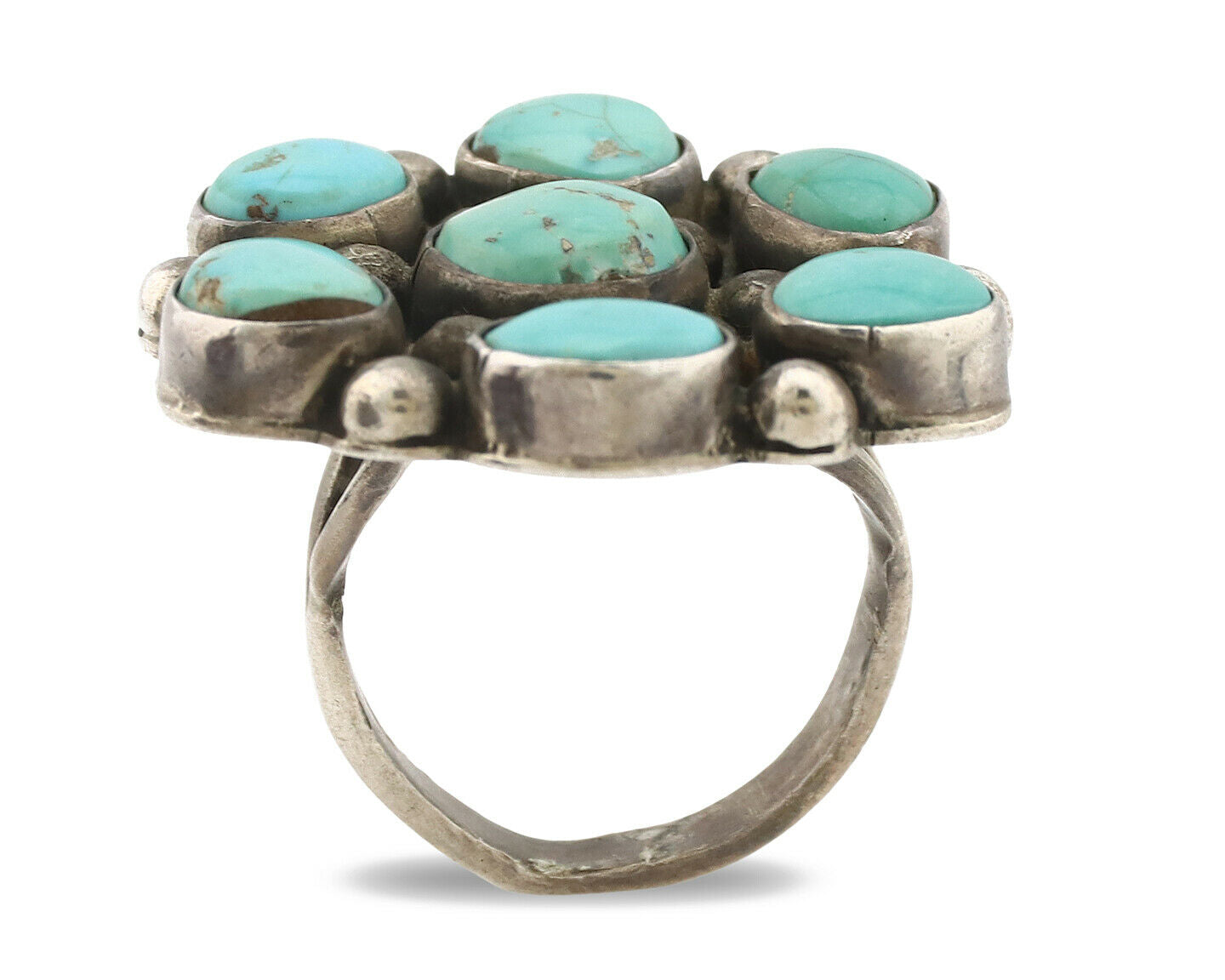 Navajo Ring .925 Silver Kingman Turquoise Artist Signed AG C.80's
