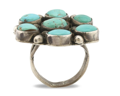 Navajo Ring .925 Silver Kingman Turquoise Artist Signed AG C.80's