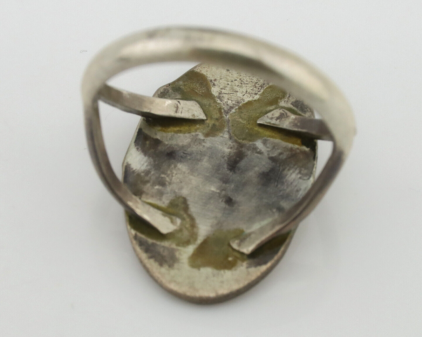 Navajo Ring 925 Silver Chip Inlay Turquoise Artist Signed NAKAI C.80's