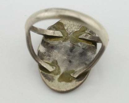 Navajo Ring 925 Silver Chip Inlay Turquoise Artist Signed NAKAI C.80's