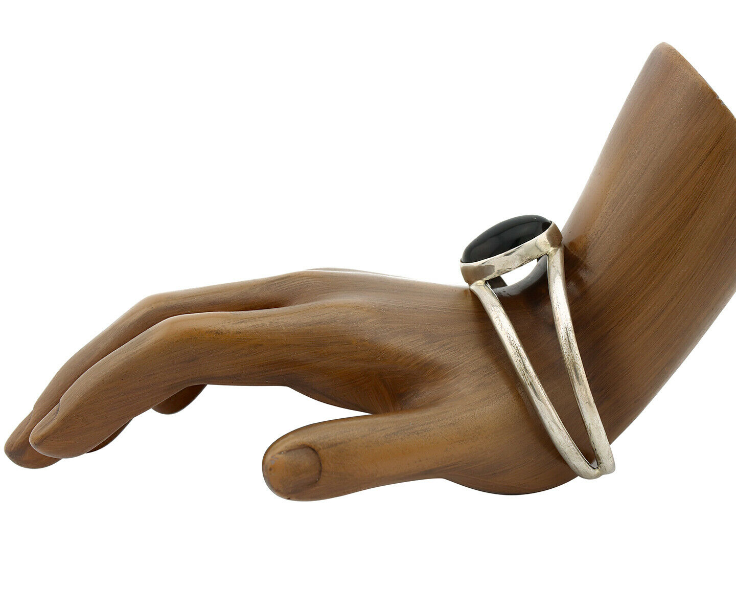 Navajo Bracelet .925 Silver Natural Black Onyx Artist Signed Montoya C.1980's