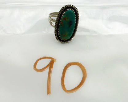 Navajo Ring .925 Silver Kingman Turquoise Native American Artist C.1980's