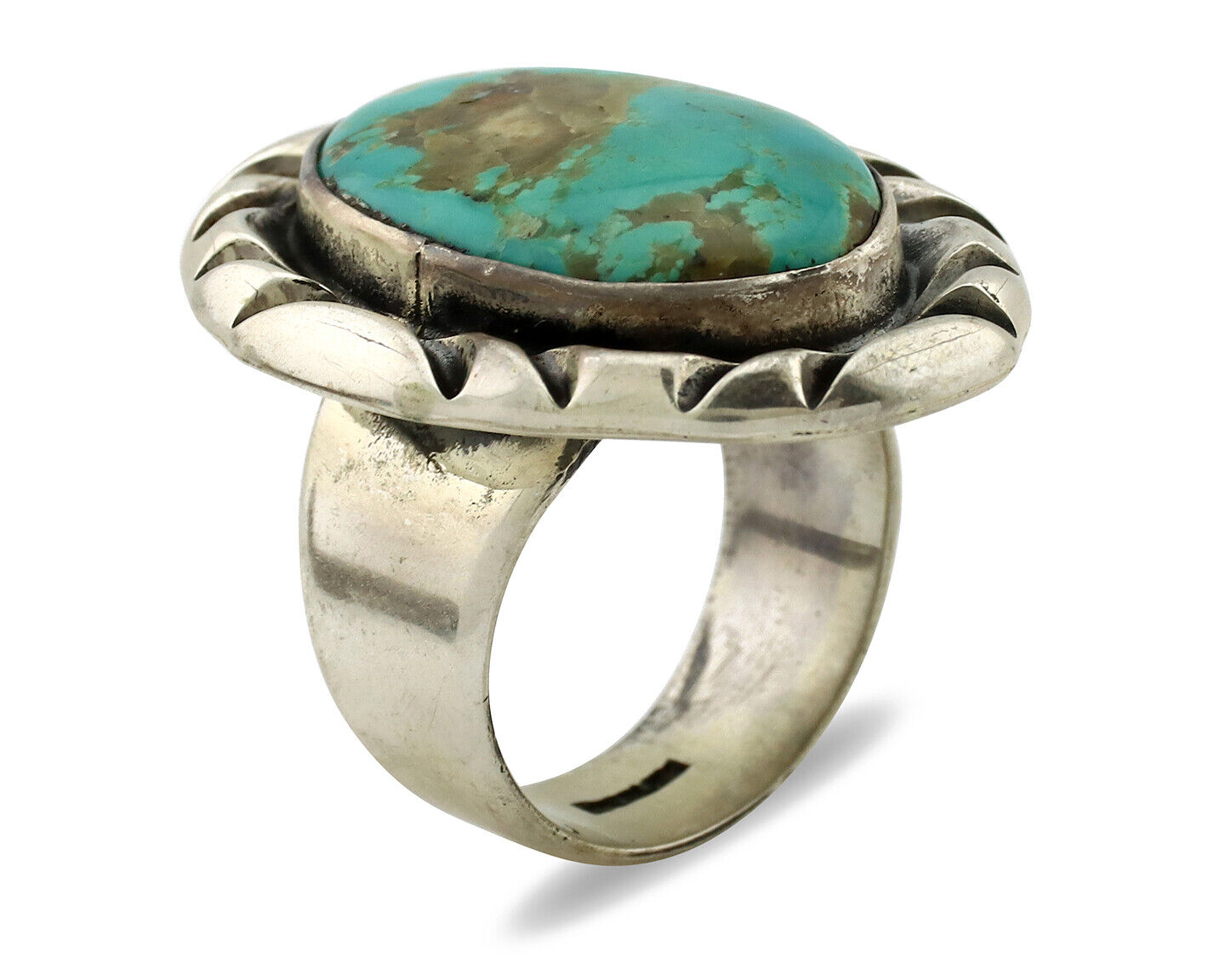 Navajo Ring 925 Silver Turquoise Mountain Artist Signed C Montoya C.80's
