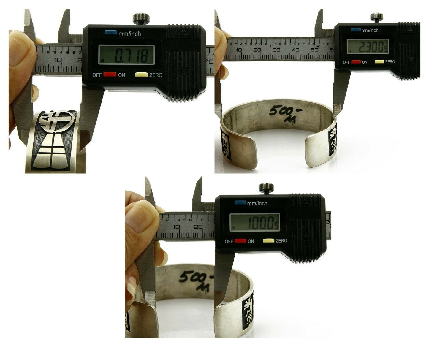 Hopi Bracelet .925 Silver Handmade Kokopelli Corn Overlay Cuff