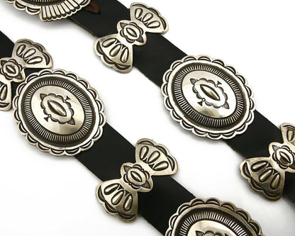 Navajo Concho Belt .925 Silver Hand Stamped Signed Rick Martinez Circa 80's