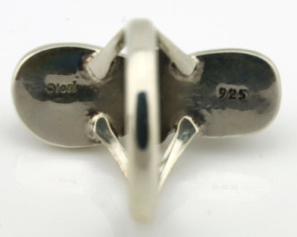 Navajo Ring .925 Silver Blue Turquoise & Red Coral Native American Artist C.80's