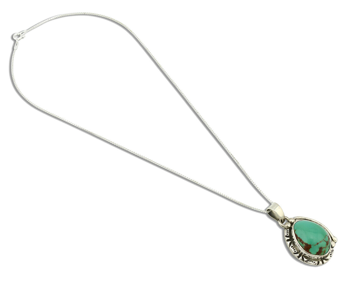 Navajo Necklace .925 Silver Kingman Turquoise Signed Gecko C.1980's