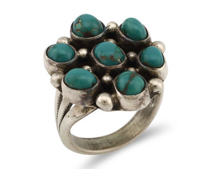 Navajo Ring .925 Silver Natural Blue Turquoise Artist Signed LP C.80's