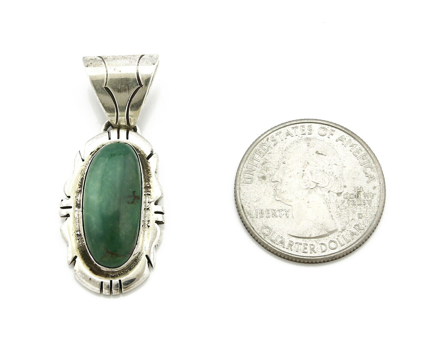 Navajo Pendant .925 Silver Royston Turquoise Signed Artist BH C.80's