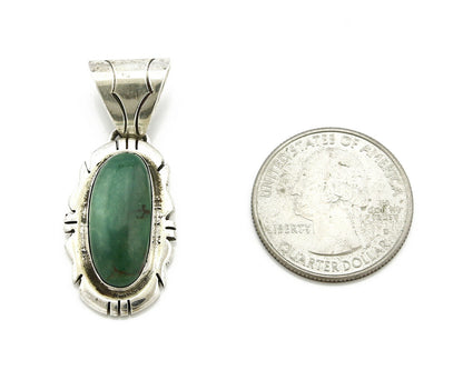 Navajo Pendant .925 Silver Royston Turquoise Signed Artist BH C.80's
