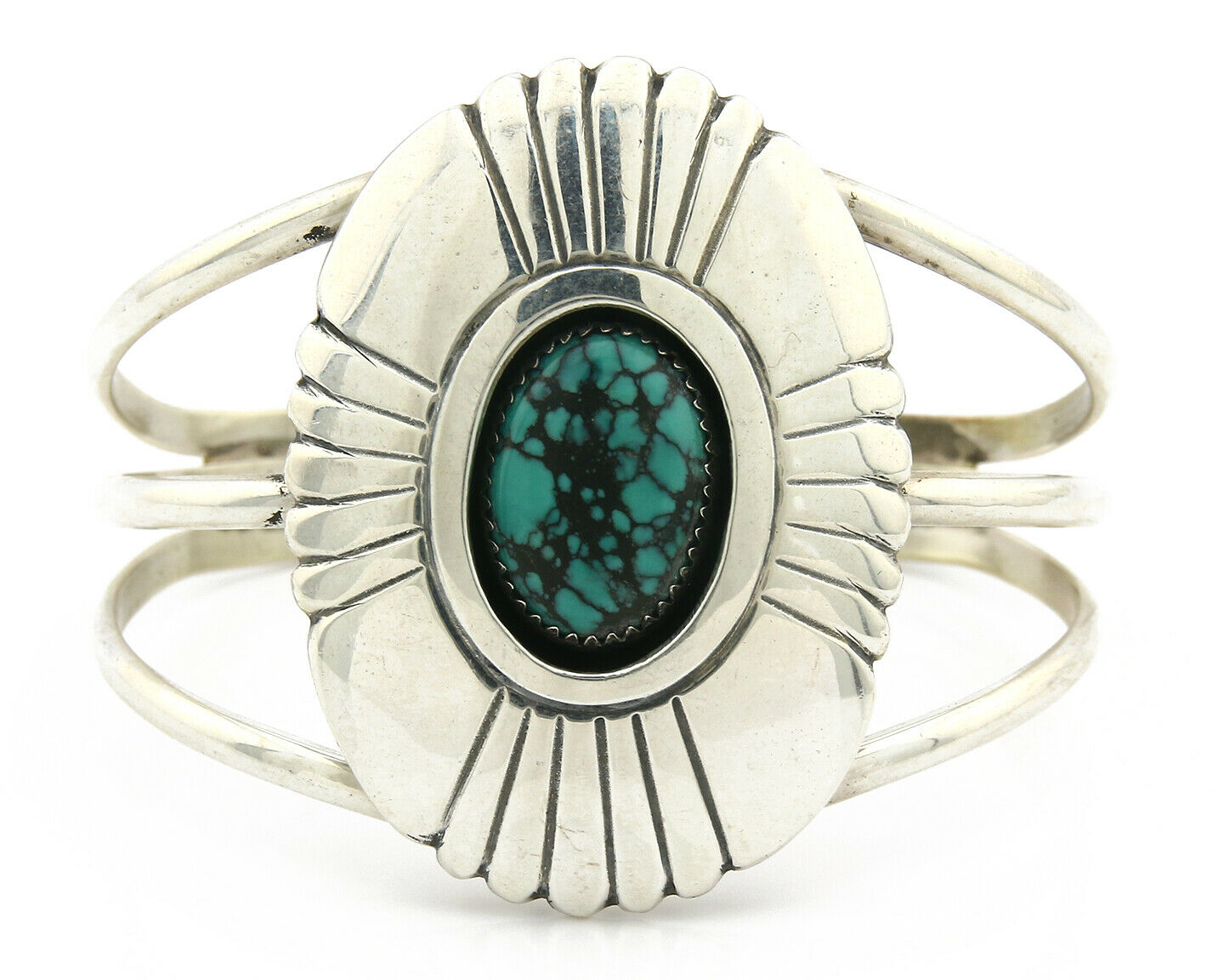 Navajo Bracelet .925 Silver Turquoise Mtn Artist Native American C.80's