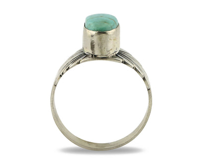 Navajo Ring .925 Silver Kingman Turquoise Artist Signed Apache C.80's