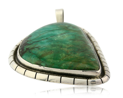 Navajo Pendant .925 Silver Natural Slab Turquoise Native Artist C.80's