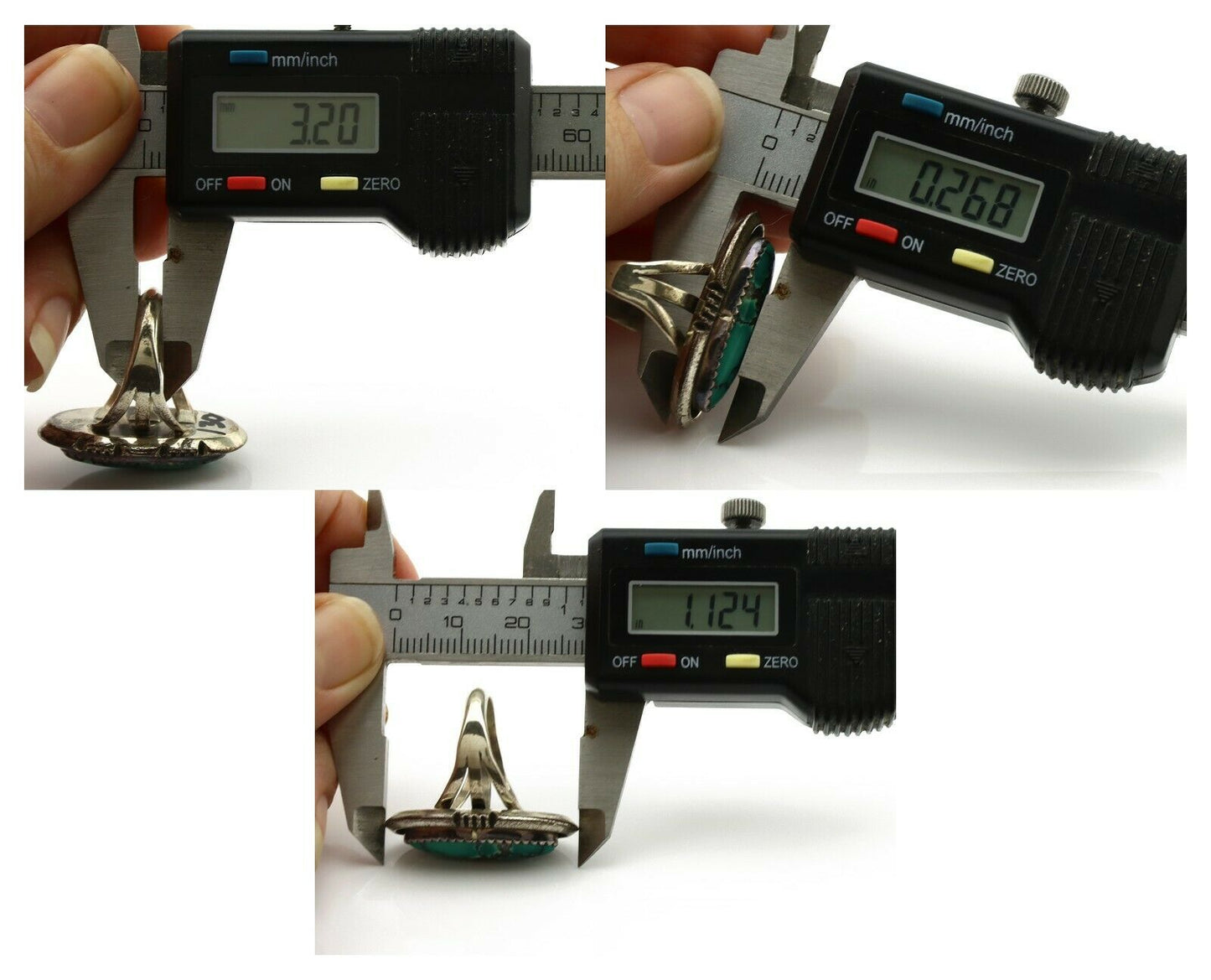 Navajo Ring .925 Silver Spiderweb Turquoise Native American Artist C.1980's