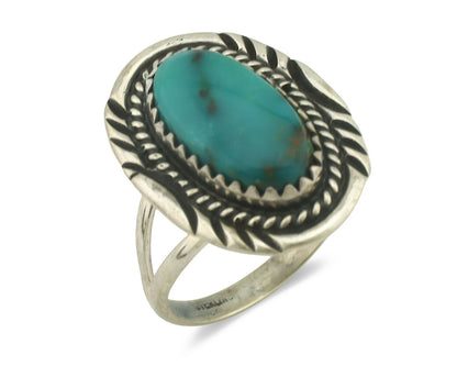 Navajo Ring .925 Silver Natural Turquoise Native American Artist C.1980's
