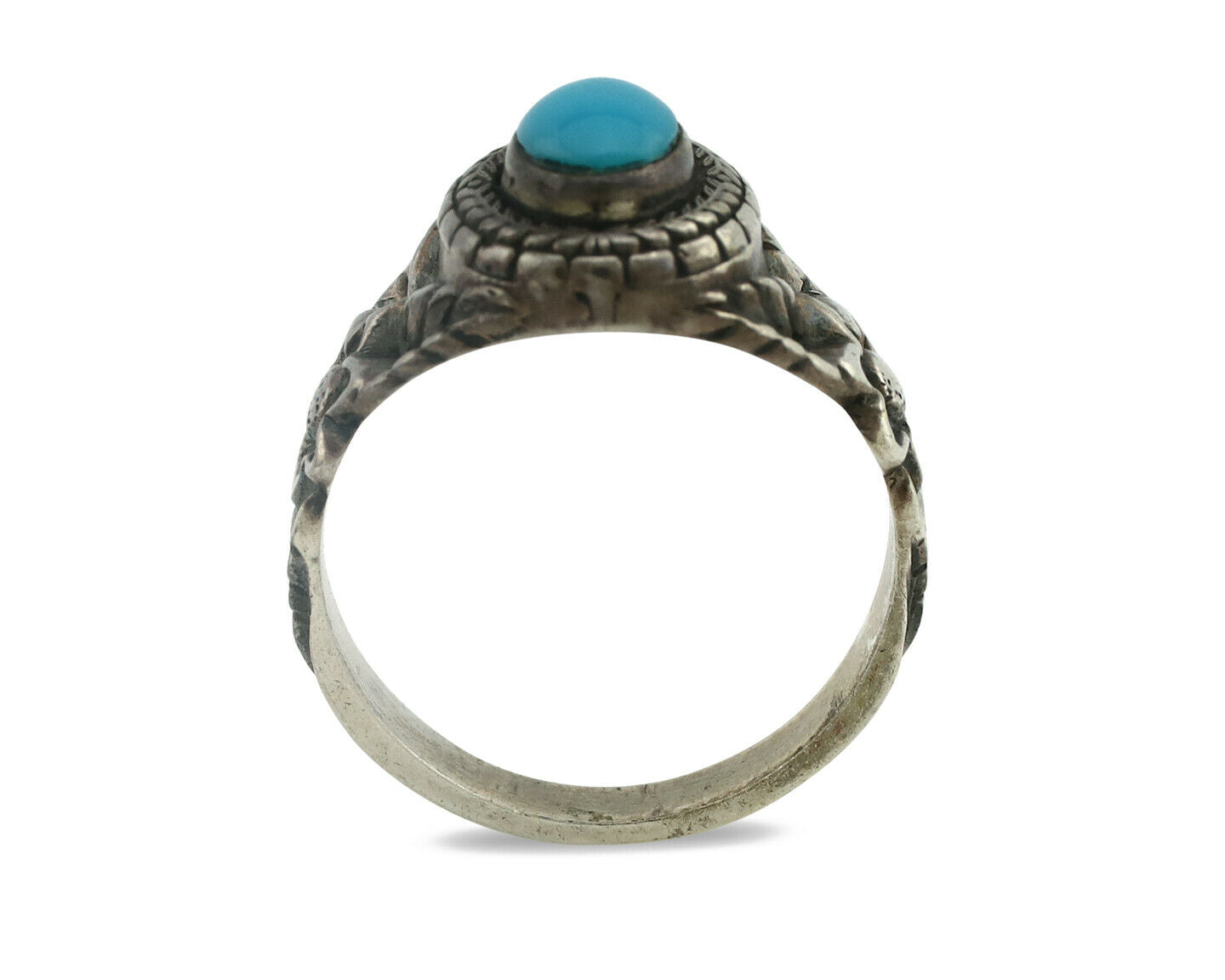 Navajo Ring .925 Silver Natural Blue Turquoise Native American Artist C.80's
