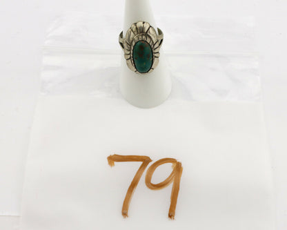 Navajo Ring .925 Silver Natural Whole Turquoise Artist M Montoya C.1980's