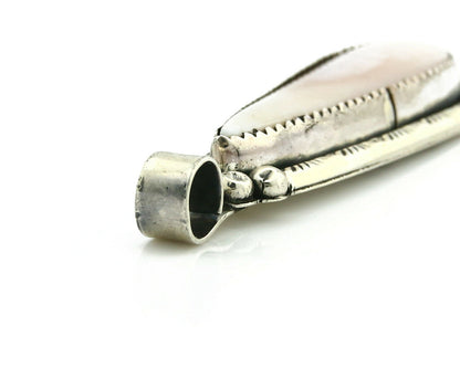 Navajo Pendant .925 Silver Real Natural Pink Mussel Signed Yazzie C.80's