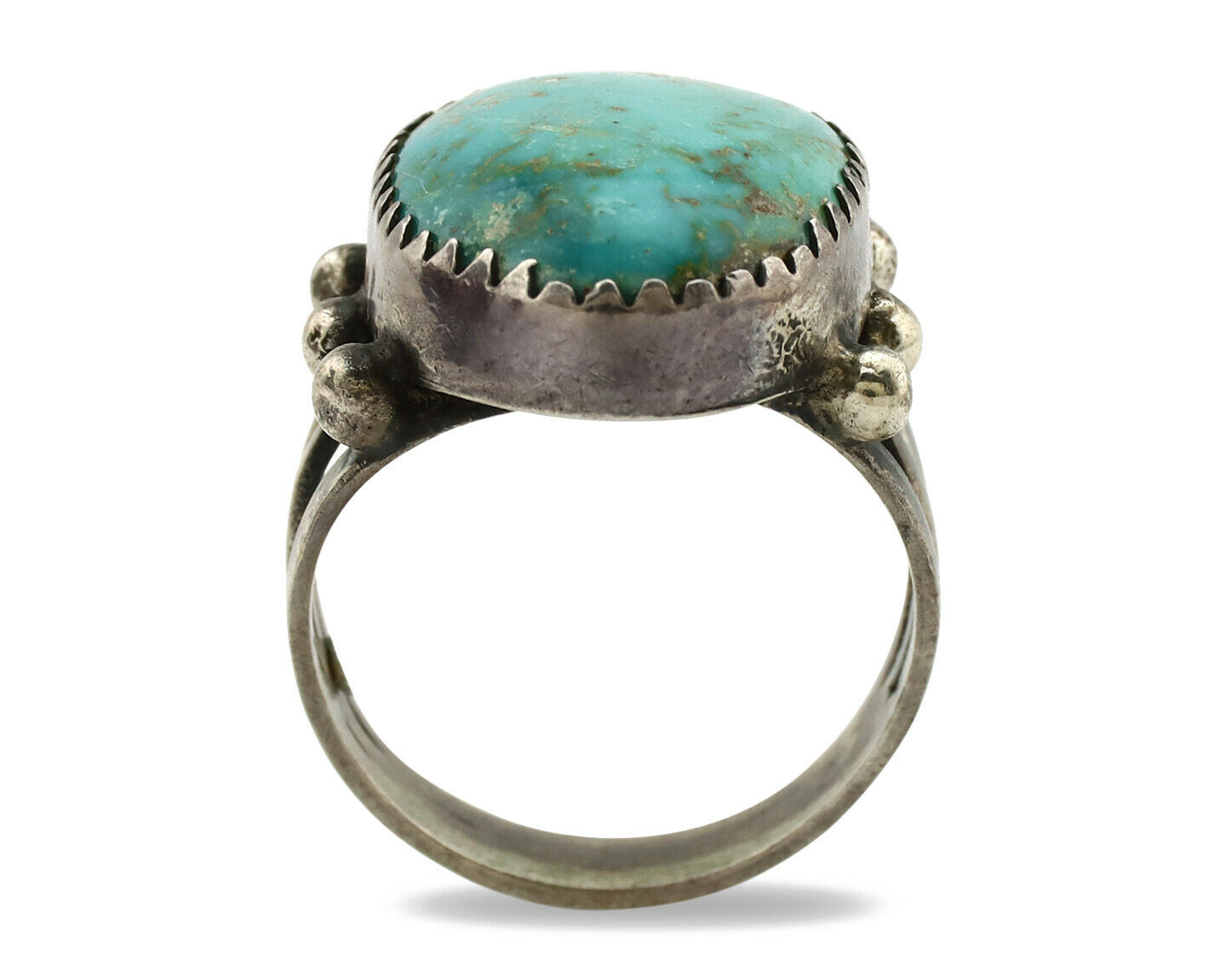Navajo Ring .925 Silver Blue Turquoise Native American Artist C.1980's