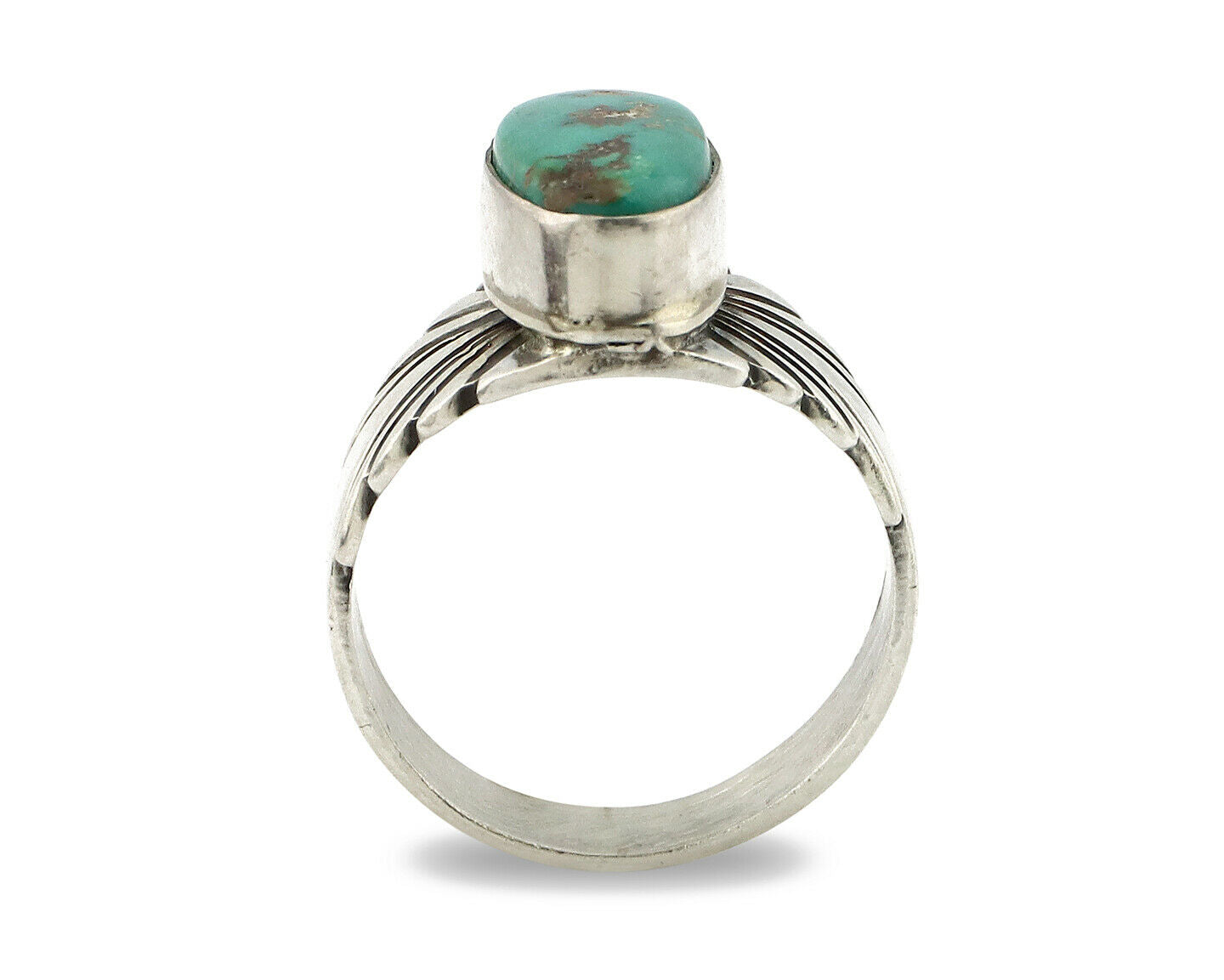 Navajo Ring .925 Silver Blue Green Arizona Turquoise Artist Signed Apache C.80's