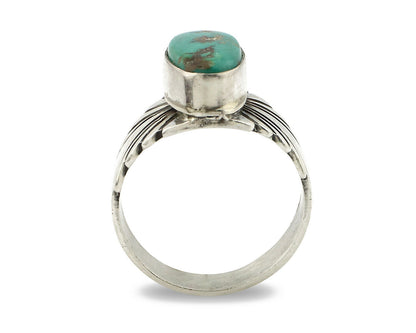 Navajo Ring .925 Silver Blue Green Arizona Turquoise Artist Signed Apache C.80's