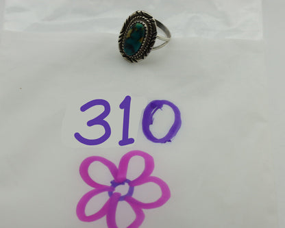 Navajo Ring .925 Silver Nevada Turquoise Signed Native Artist C.1980's