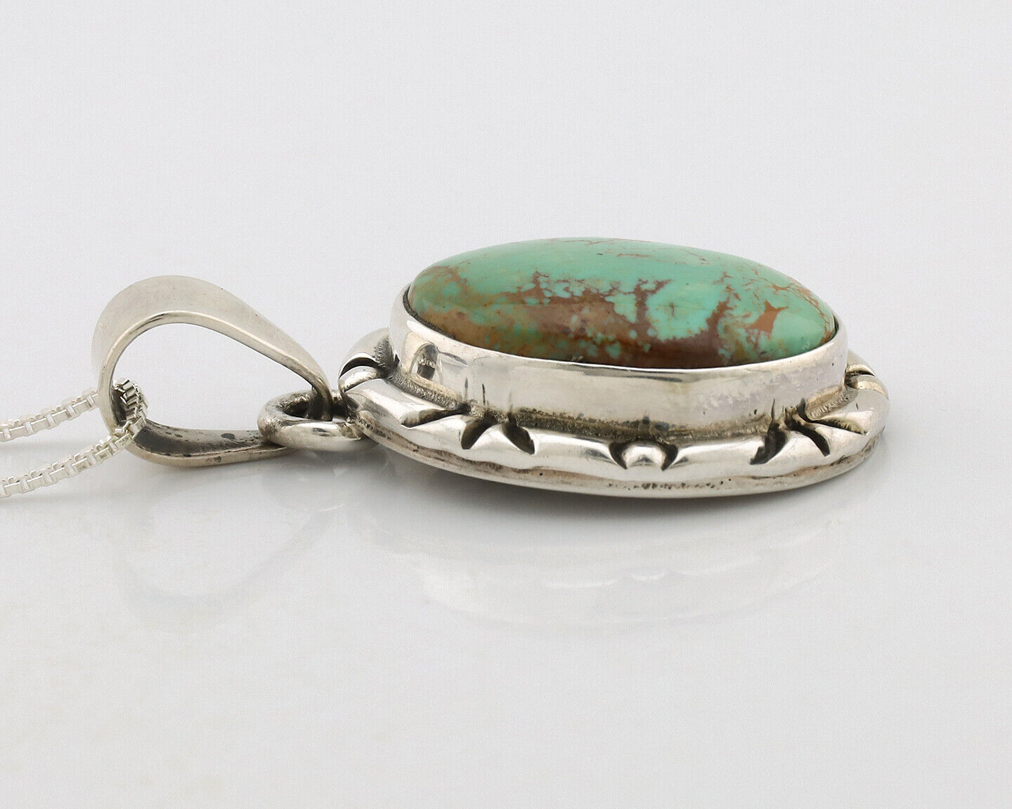 Navajo Necklace 925 Silver Kingman Turquoise Artist Signed Gecko C.80's