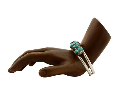 Navajo Bracelet 925 Silver Spiderweb Turquoise Artist Signed E SANDAVOL C80s
