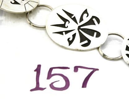 Hopi Concho Belt .925 SOLID Sterling Silver Signed Casey Cuch Overlay C.80's