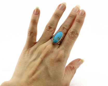 Navajo Ring .925 Silver Arizona Turquoise Native American Artist C80s