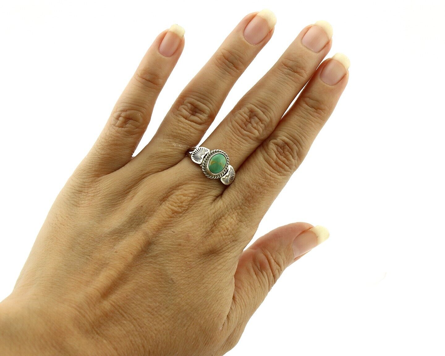 Navajo Ring 925 Silver Natural Blue Turquoise Native Artist C.80's