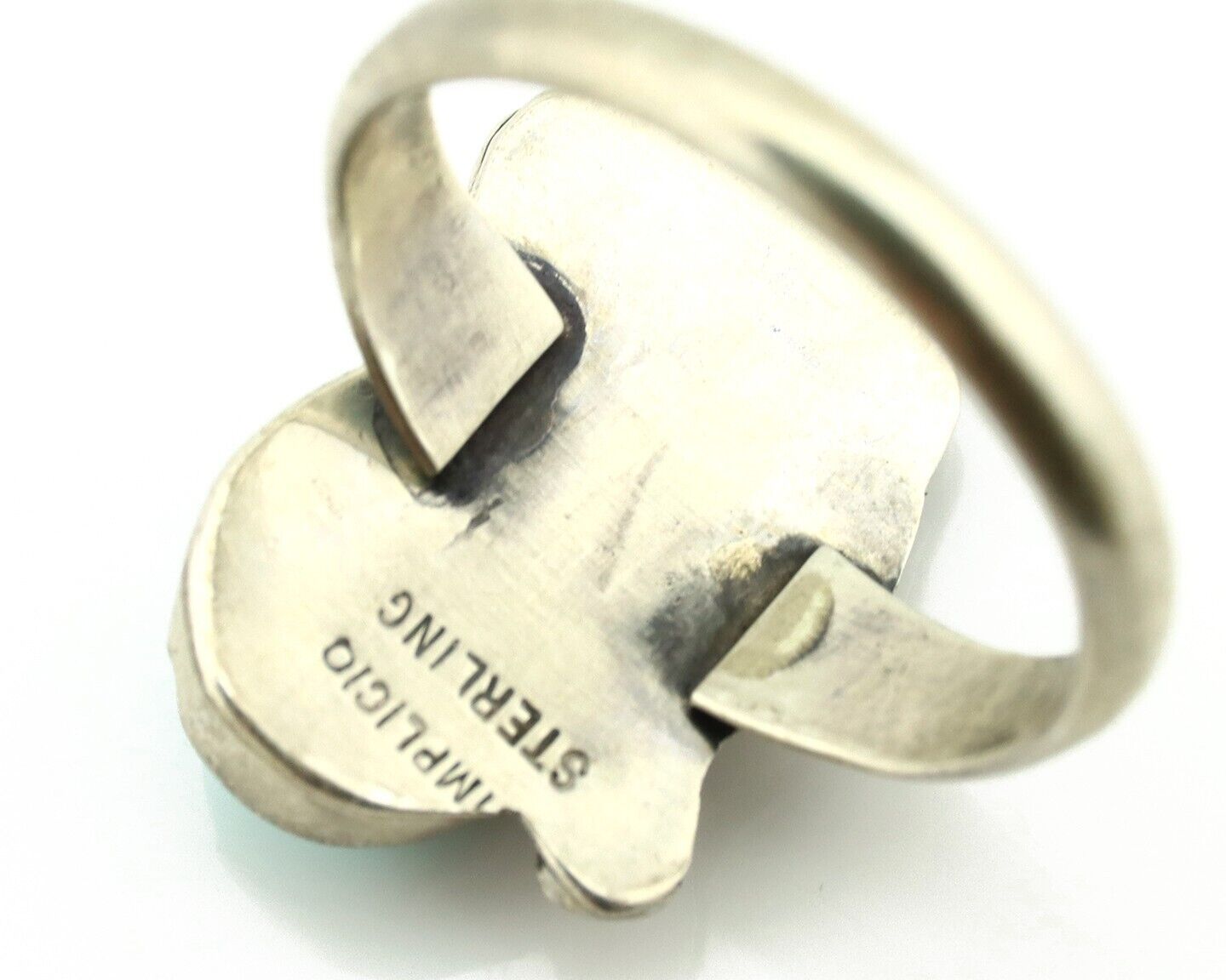 Zuni Ring 925 Silver Natural Blue Turquoise Artist Signed Simplicio C.80's