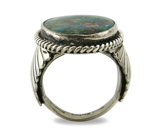 Navajo Royston Turquoise Ring .925 Silver Artist Doug Zachary C.80's Size 11.25