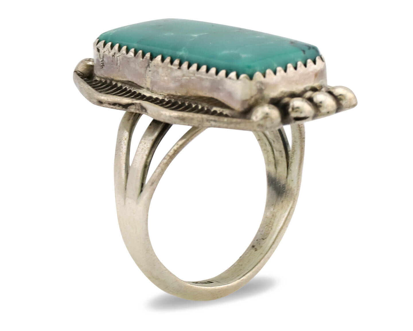 Navajo Ring .925 Silver Natural Blue Turquoise Artist Signed S C.80's
