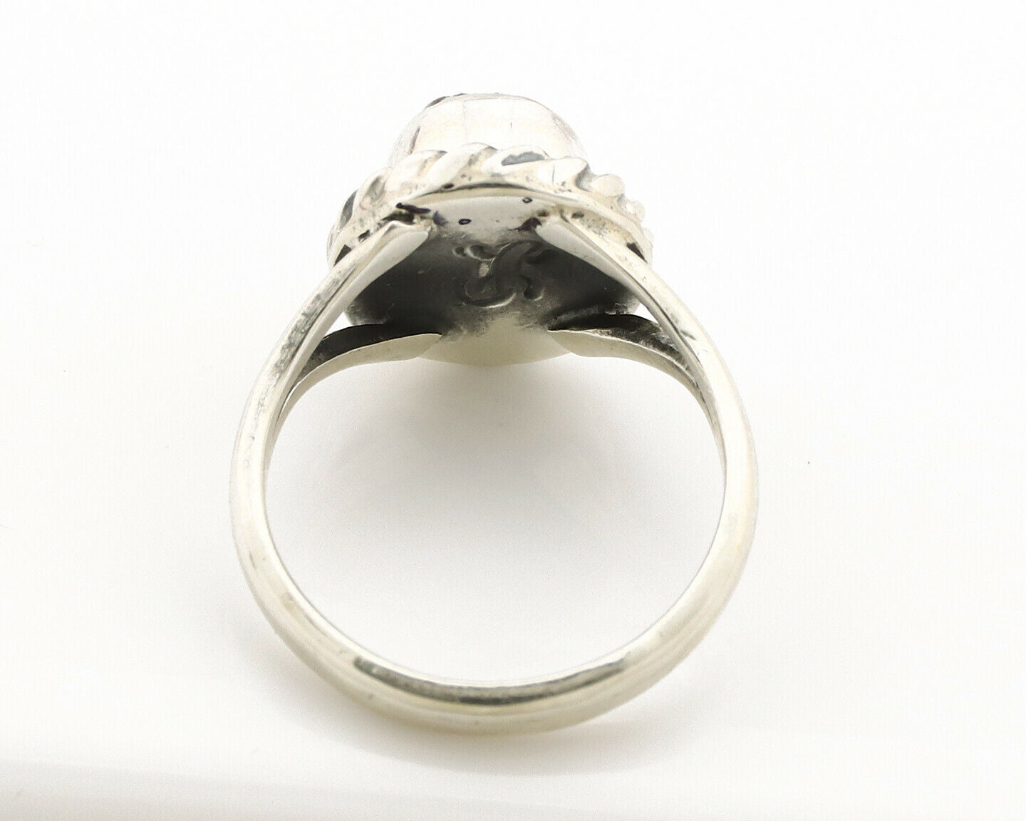 Navajo Ring .925 Silver Kingman Turquoise Artist Signed Gecko C.90's