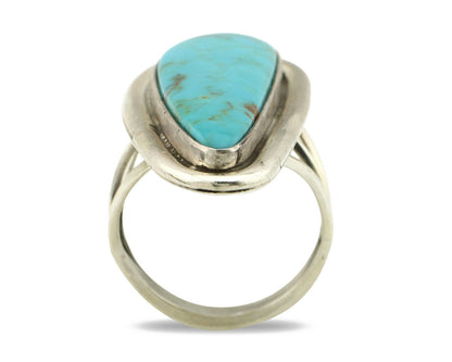 Navajo Ring .925 Silver Kingman Turquoise Signed Doug Zachary C.1980's