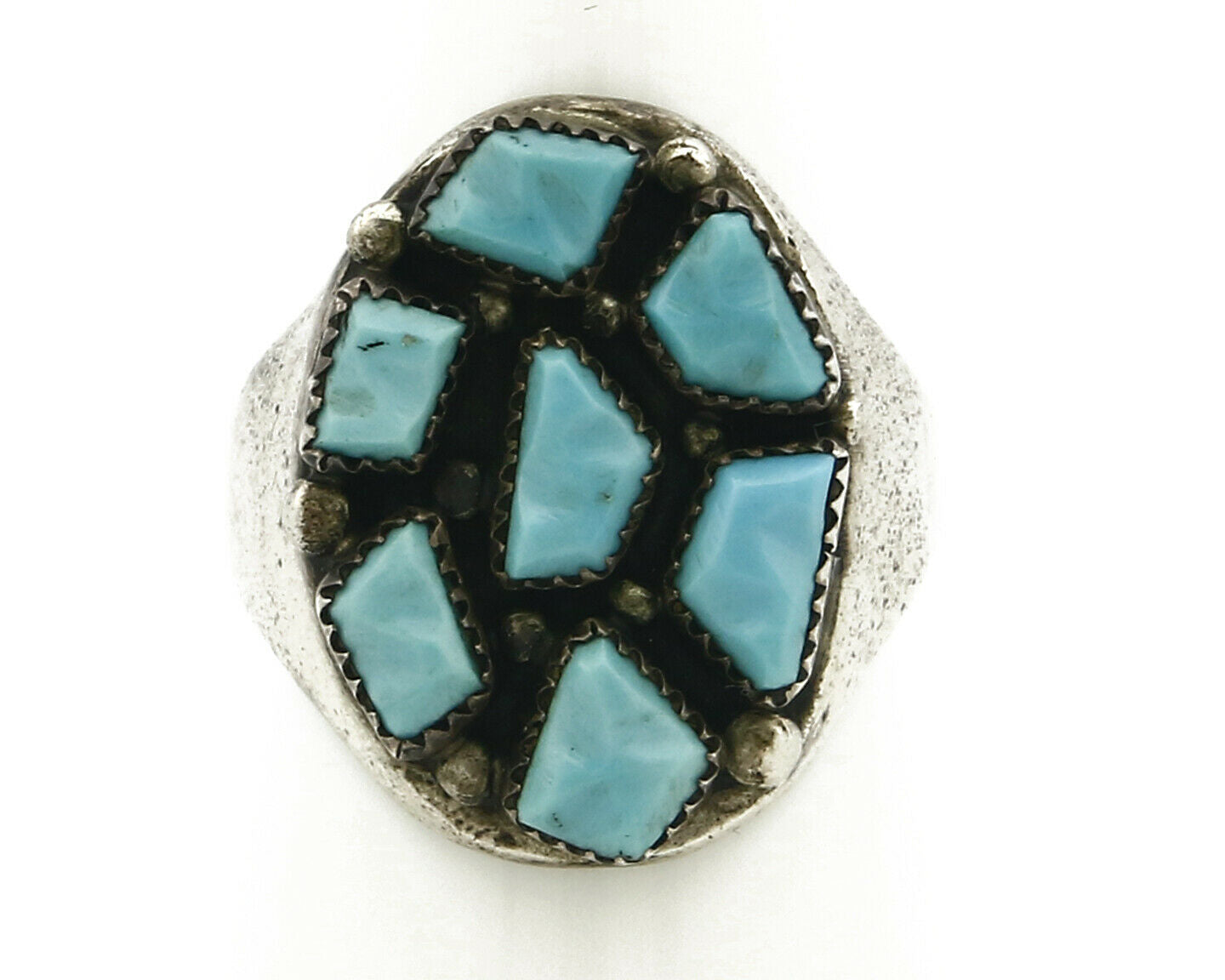 ZUNI Ring .925 SOLID Silver Sleeping Beauty Turquoise LEEKITY C.1980's