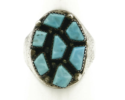 ZUNI Ring .925 SOLID Silver Sleeping Beauty Turquoise LEEKITY C.1980's