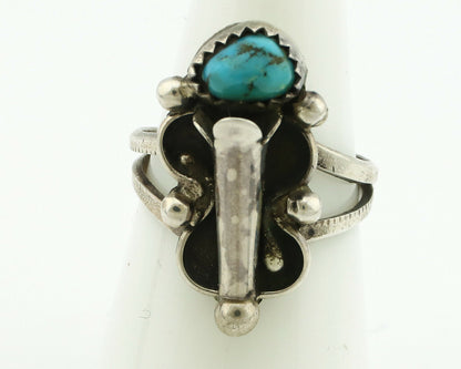 Navajo Ring .925 Silver Natural Blue Turquoise Native Artist C.80's