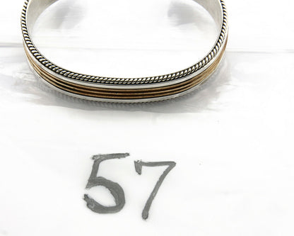 Navajo Bracelet SOLID .925 Silver & 12K Gold Filled Signed Artist TAHE C1980's