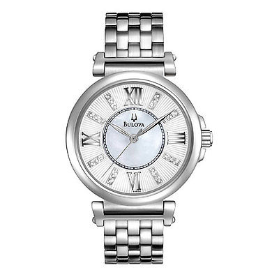 Bulova 96P134 Women's Diamond White MOP Dial Steel Bracelet Watch Modern Dress