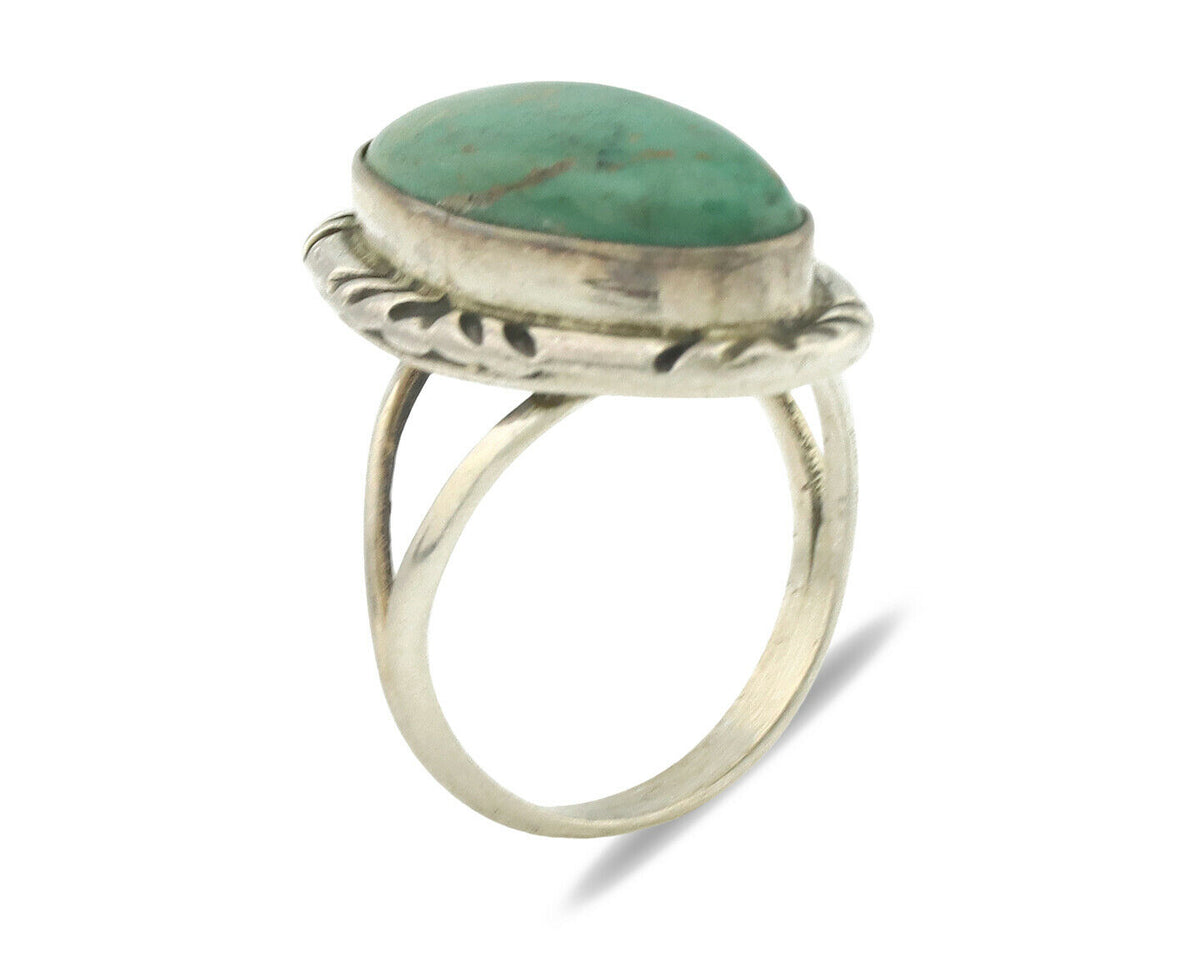 Navajo Ring .925 Silver Natural Turquoise Artist Signed Native American C.80's