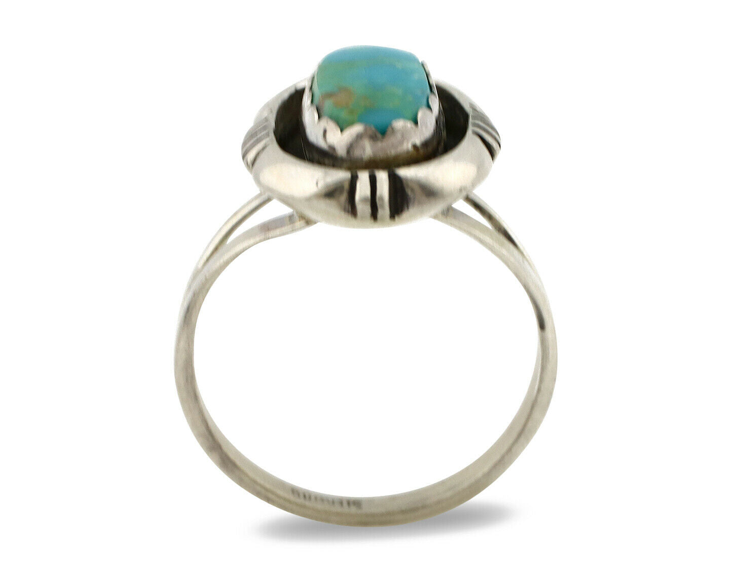 Navajo Ring .925 Silver Kingman Turquoise Artist Signed Apache C.80's