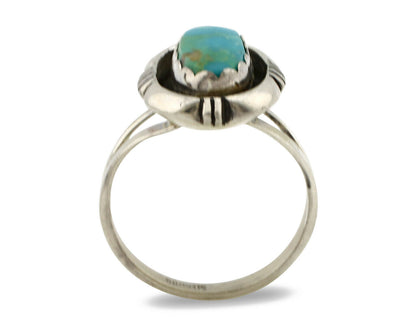 Navajo Ring .925 Silver Kingman Turquoise Artist Signed Apache C.80's