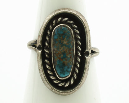Navajo Ring .925 Silver Spiderweb Turquoise Native Artist C.80's