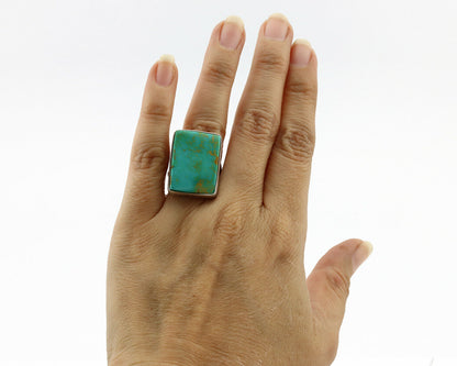 Navajo Ring .925 Silver Kingman Turquoise Artist Signed Gecko C.80's