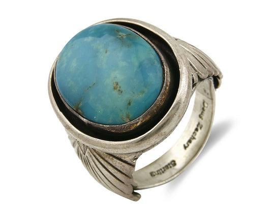 Navajo Kingman Turquoise Ring .925 Silver Artist Signed Doug Zachary C.80's